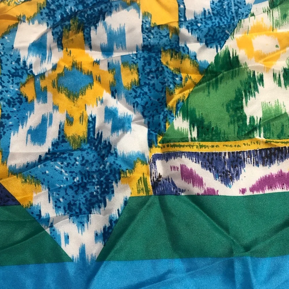 Adrienne Landau 100% Silk Colorful Straight Scarf
